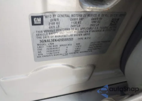 2013 Chevrolet Captiva Sport Lt из США, поврежденный, VIN 3GNAL3EK4DS588093